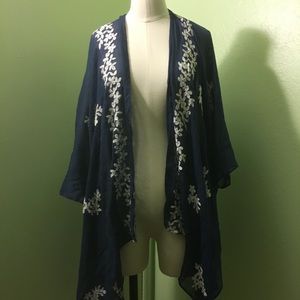 Sheer navy shawl